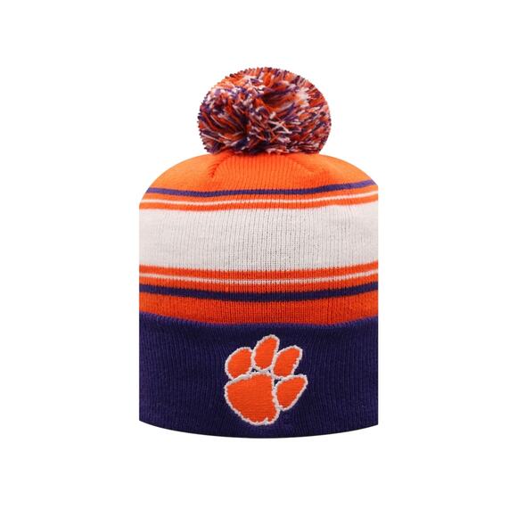 NWT Clemson Tigers Top of the World Knit Beanie hat with Pom - Orange - Picture 2 of 2